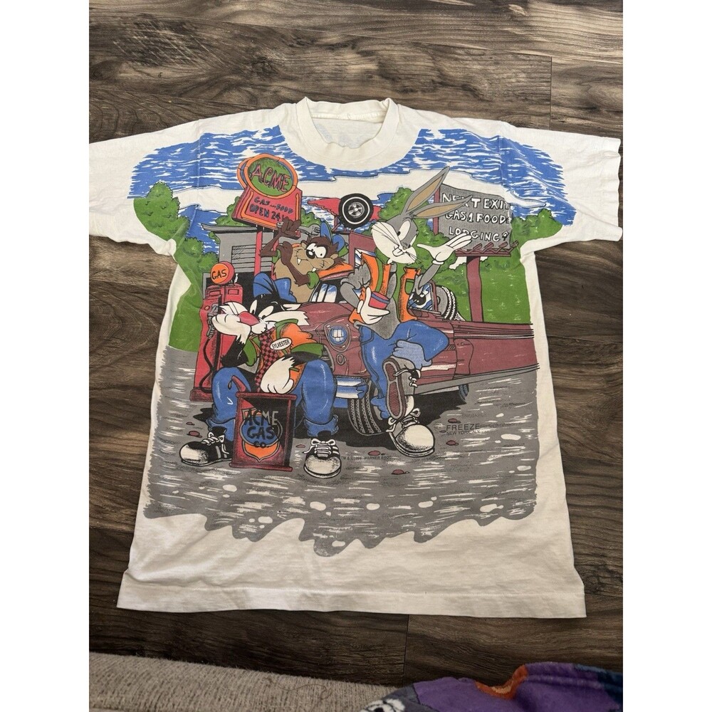 VINTAGE 1994 Looney Tunes Bugs Bunny Taz Sylvester ACME Mechanics T-Shirt SZ M/L